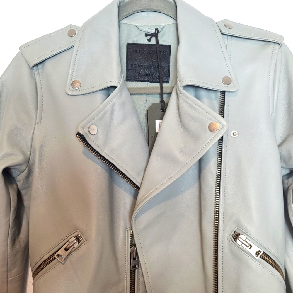 ALL SAINTS Balfern Sheep Leather 100% Biker Jacket in Color Burst - Picture 9 of 16